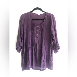 Cottagecore Top Womens M/L Purple  Silk Blend Blouse Fairy Boho